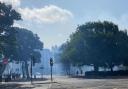 Old Steine yesterday as the fire raged on