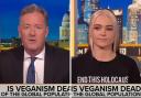 Outspoken Australian vegan activist Tash Peterson was criticised by Piers Morgan for comparing the slaughter of farm animals to the Holocaust.