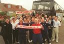 Worthing leave Woodside Road for their FA Cup tie at Rotherham 24 years ago