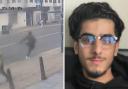 A boy accused of murdering Mustafa Momand, right, said he 'skipped into the knife'. Left is Mustafa Momand running after he was stabbed