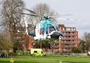 The air ambulance in Eastbourne this afternoon