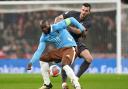 Lewis Dunk battles with Romelu Lukaku as England face Belgium