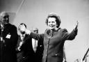 Margaret Thatcher addresses the Conservative Party Conference held in Brighton in 1984