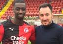 Enzio Boldewijn being welcomed to Crawley by marketing director Selim Gaygusuz in 2016.
