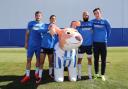 Rose the Snowdog with Seagulls players Tomer Hemed, Anthony Knockaert, Bruno Saltor and Lewis Dunk Picture: Paul Hazlewood