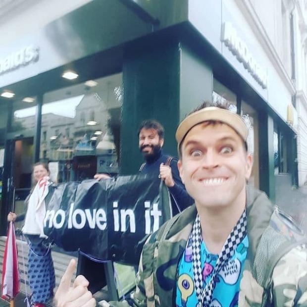 The Argus: Big Brother star Pete Bennet showed his support for the activists. Photo credit: Pete Bennet/Instagram