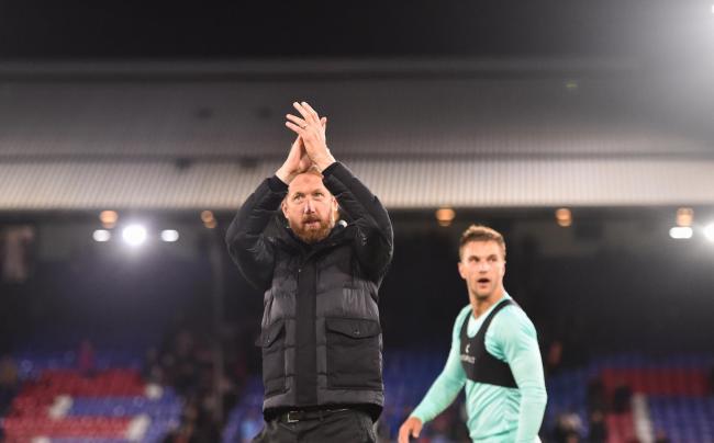 Brighton boss Graham Potter claps fan after the 1-1 draw at Crystal Palace
