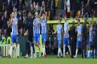 Brighton players applaud their fans ahead of the 0-0 draw at Norwich. Picture Richard Parkes