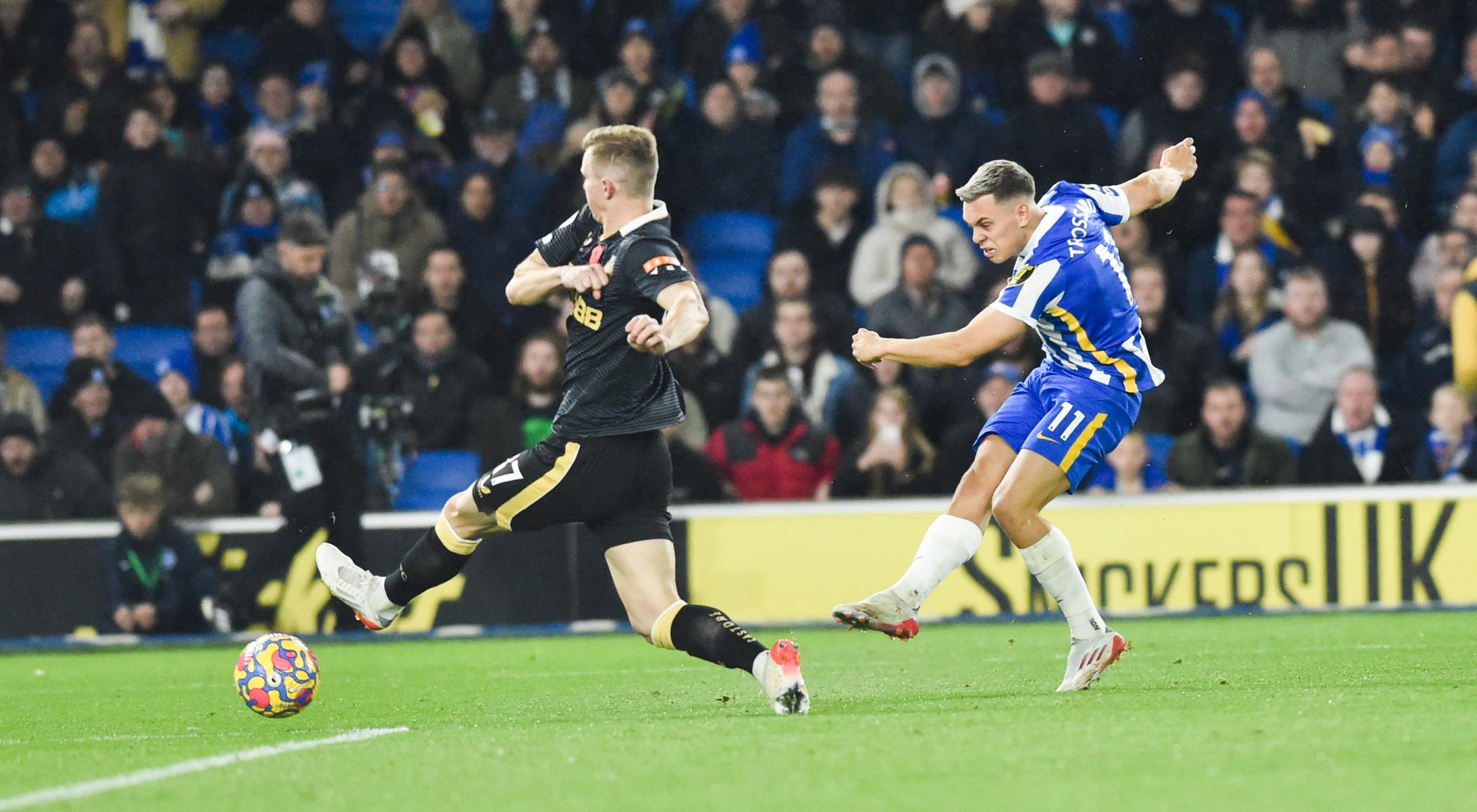 Leandro Trossard reacts to Brighton's draw with Newcastle