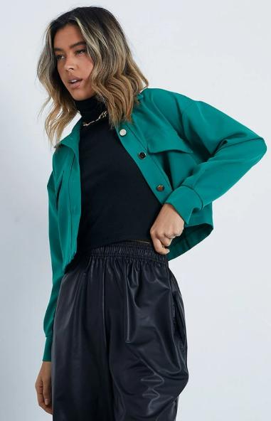 The Argus: Green Cropped Woven Jacket With Gold Buttons. Credit: I Saw It First