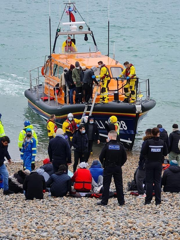 The Argus: Migrants arriving on Hastings beach earlier this month 