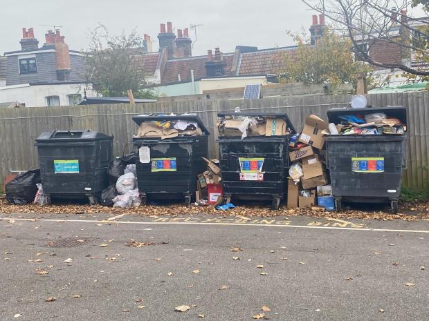 The Argus: Picture from November 16 of the recycling bins full to the brim