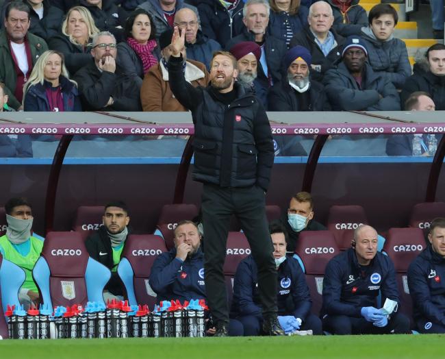 Brighton boss Graham Potter and players have studied the 2-0 defeat at Aston Villa. Pictures Richard Parkes
