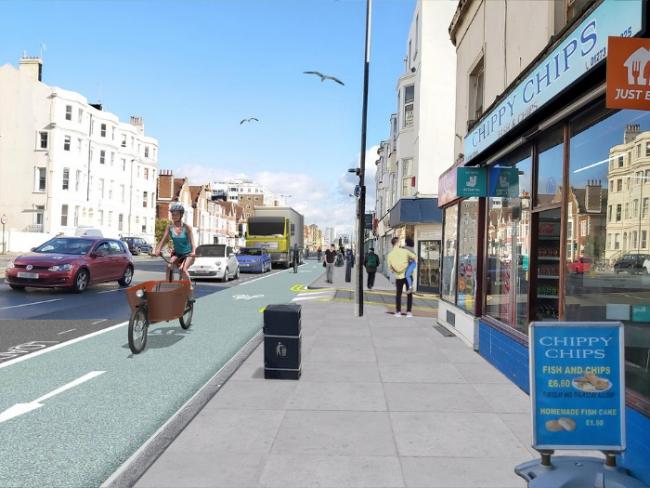 The westbound seafront cycle lane could be extended to Hove Lagoon