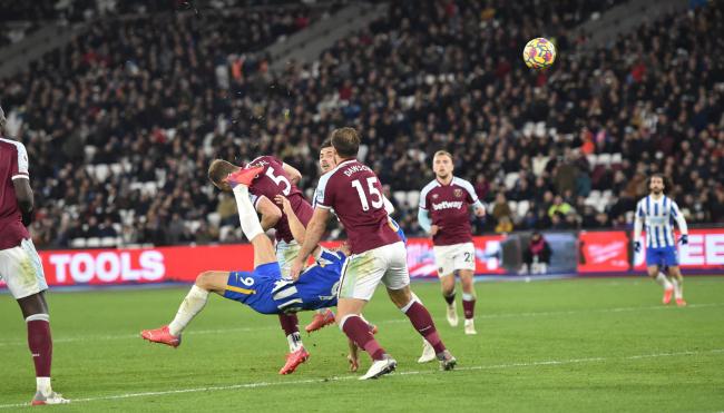 Brighton and Hove Albion striker Neal Maupay scores stunning goal against West Ham