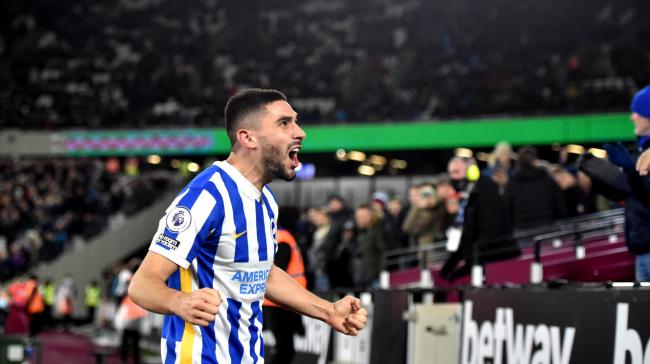 Brighton and Hove Albion striker Neal Maupay was thrilled with his goal against West Ham