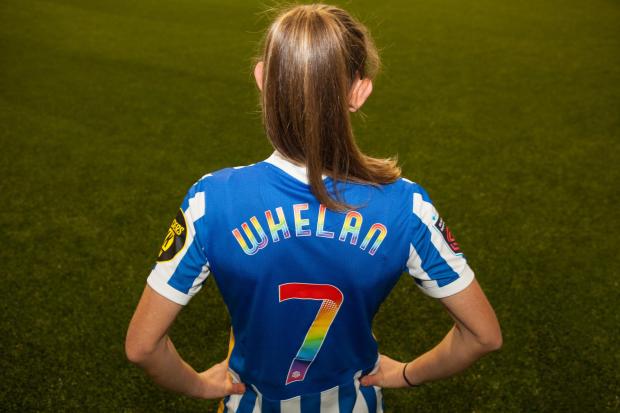 The Argus: Brighton and Hove Albion women will wear rainbow laces and styles shirts against Manchester United, credit BHAFC/Bennett Dean