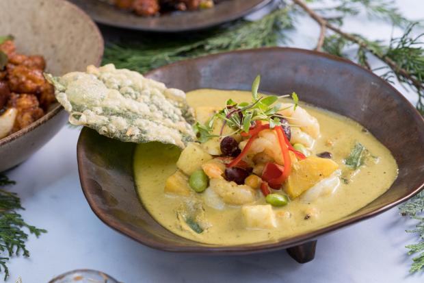 The Argus: The king prawn and bean curry which comes with a tempura-battered Cha Plu leaf