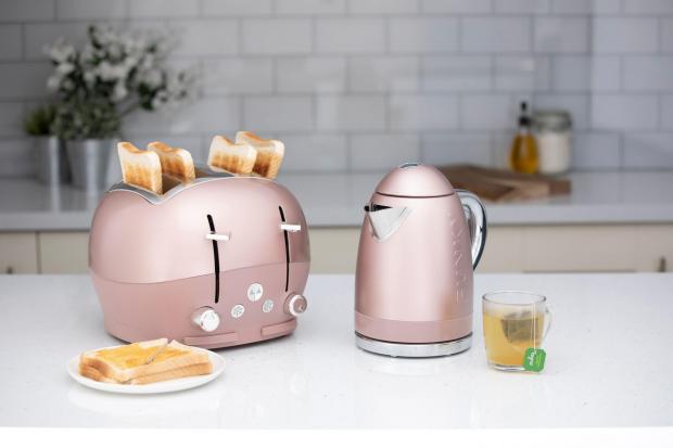 The Argus: Rose Gold Pink Funky Kettle and Funky Toaster Set