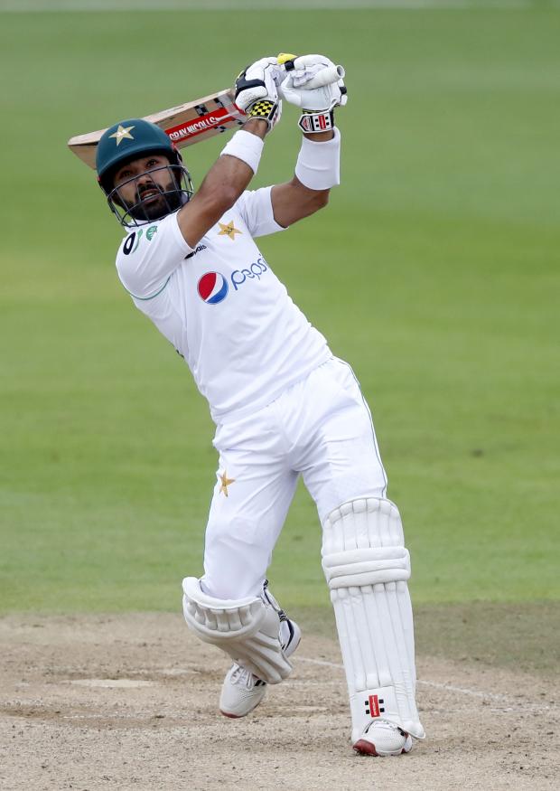 The Argus: Pakistan's Mohammad Rizwan hits for six during day three of the Third Test match at the Ageas Bowl, Southampton.
