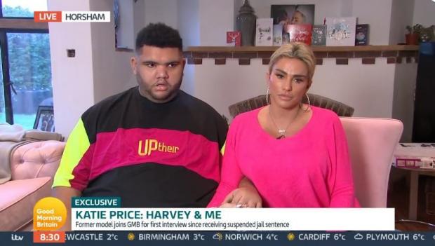 The Argus: Katie Price with her son Harvey on Good Morning Britain