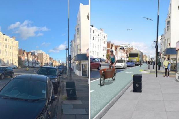 The Argus: The A259 at Kingsway currently and what the proposed plans will look like