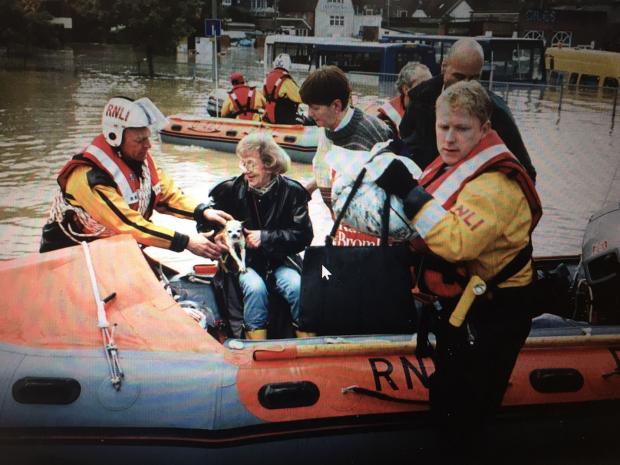 The Argus: Roger Cohen with Brighton RNLI in Lewes following the October 2000 flooding 