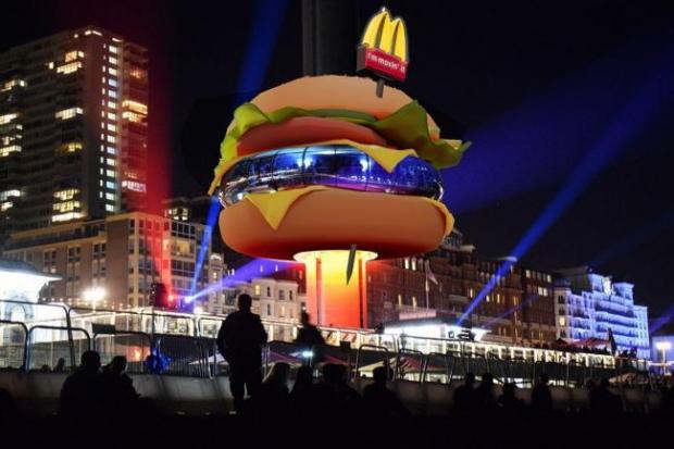 The Argus: Mock-up of the i360 with sponsorship from McDonalds. Credit: CC BY-SA 4.0 / Creative Commons Attribution-Share Alike / Random Art / Archi Ram / Mark - 2022 