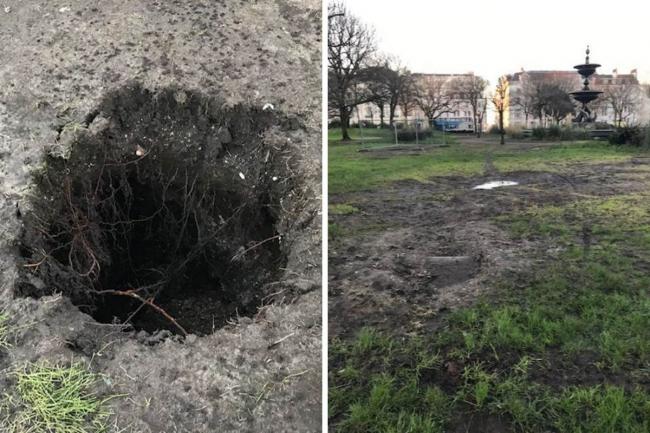 The mysterious hole in Old Steine Gardens is now five feet deep.