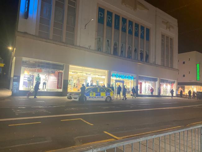 A police car has been spotted outside a branch of Primark in Brighton