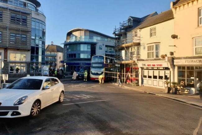 Bus crashes into scaffolding in Shoreham
