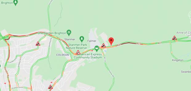 The Argus: AA Traffic Watch shows ongoing queues in both directions on the A27