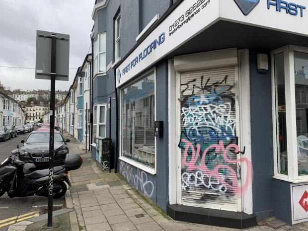 The Argus: The graffiti on First For Flooring, Lewes Road, Brighton