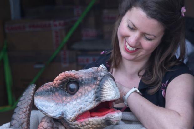 The Argus: Teacher Ruth Beresford with a smaller dinosaur