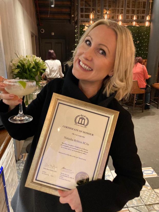 The Argus: Natasha with her certificate