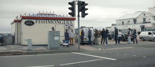 The Argus: A still from the film Bognor Fishing - Back from the Brink, showing Clive's fishmongers in Bognor