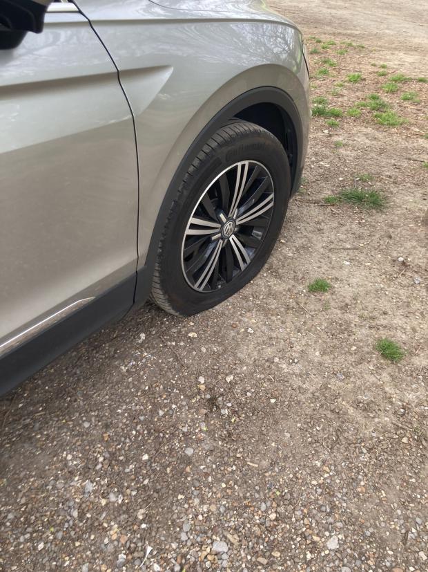 The Argus: Tyres deflated in Preston Park on Monday. Credit: Twitter/The Roundhill Society