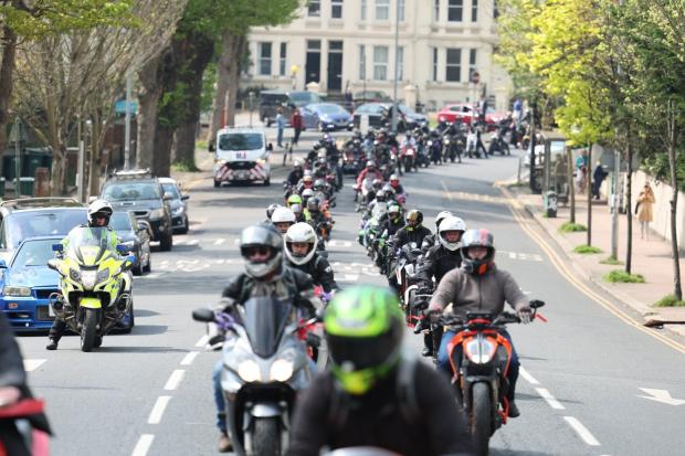 The Argus: A large procession of motorcyclists were photographed travelling to the funeral in Worthing 