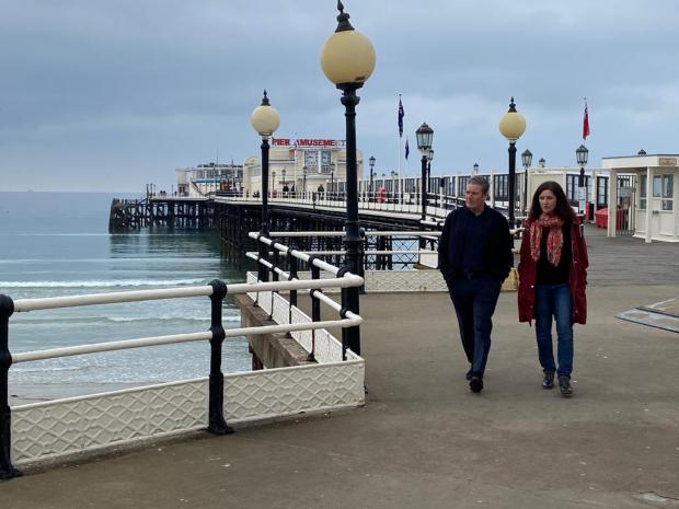 The Argus: Keir Starmer with Cllr Beccy Cooper at Worthing Pier