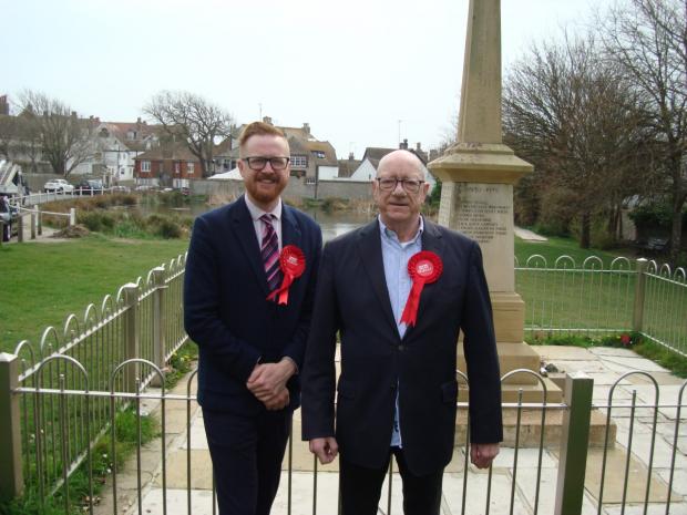 The Argus: Labour candidate for the Rottingdean Coastal by-election, right, with Brighton Kemptown MP Lloyd Russell-Moyle