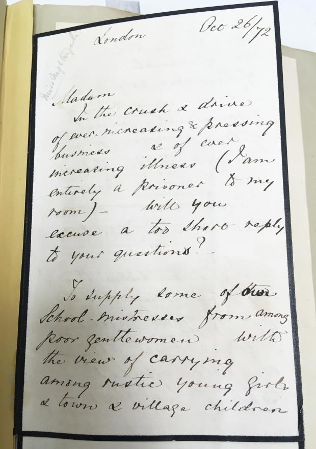 The Argus: First page of original hand-written note from 1872