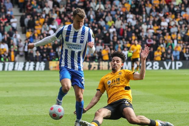 Brighton's Solly March goes on a run in the win at Wolves. Picture Richard Parkes
