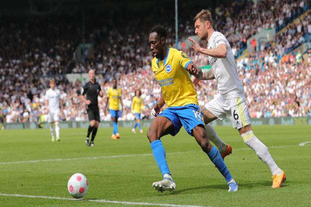 Brighton striker Danny Welbeck gets on the ball at Leeds. Picture Richard Parkes