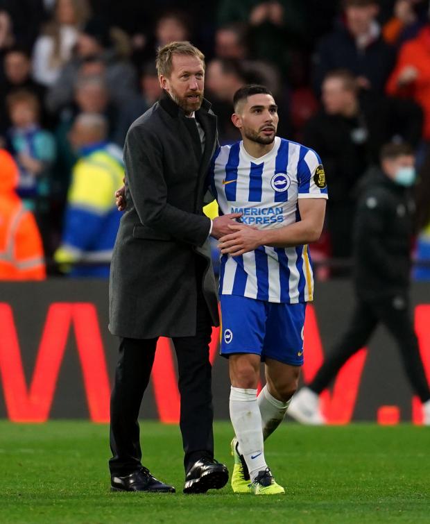 The Argus: Neal Maupay and manager Graham Potter