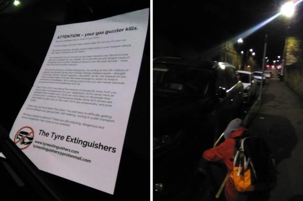 The Argus: The Tyre Extinguishers said its supporters targeted 250 SUVS in Brighton and Hove between May 9 and 10 