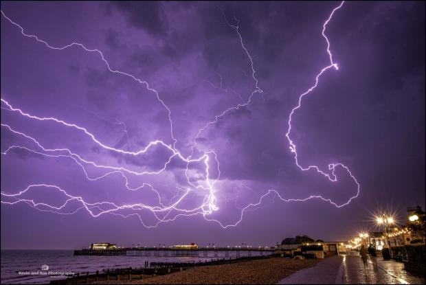 The Argus: Argus readers regularly snap photos of lightning flashing over Brighton - this image was taken by Kevin Long earlier this year