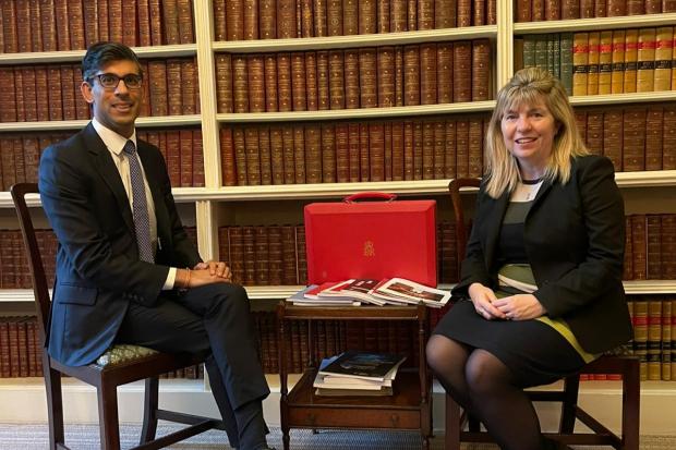 The Argus: Chancellor Rishi Sunak with Lewes MP Maria Caulfield