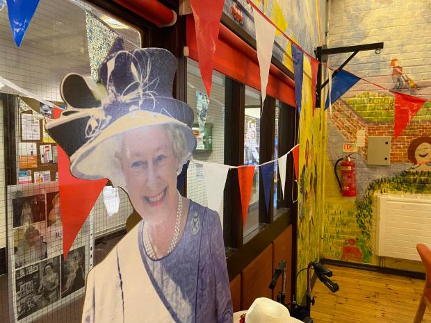 The Argus: The church was kitted out in bunting and decorations, including a cardboard cut-out of the Queen