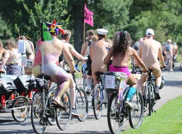 The Argus: Cyclists taking part in last year's Naked Bike Ride in Brighton
