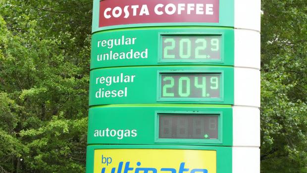The Argus: Photographs taken at Pease Pottage in Sussex show petrol priced at 202.9p and diesel at 204.9p 